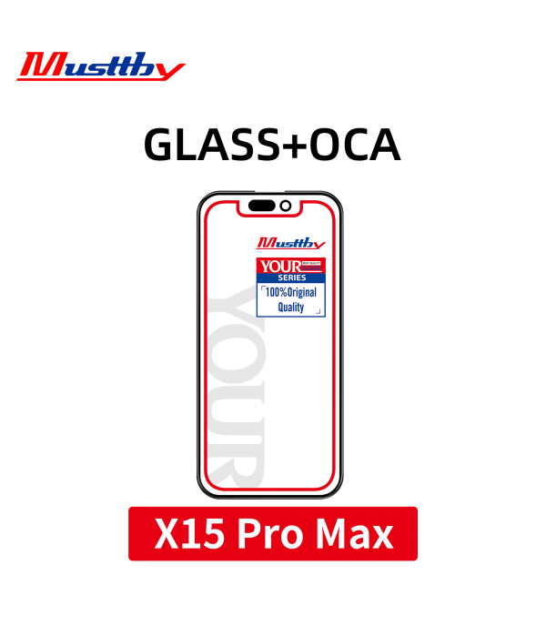 Стекло для переклейки iPhone 15 Pro Max + OCA Musttby YourGlass Original